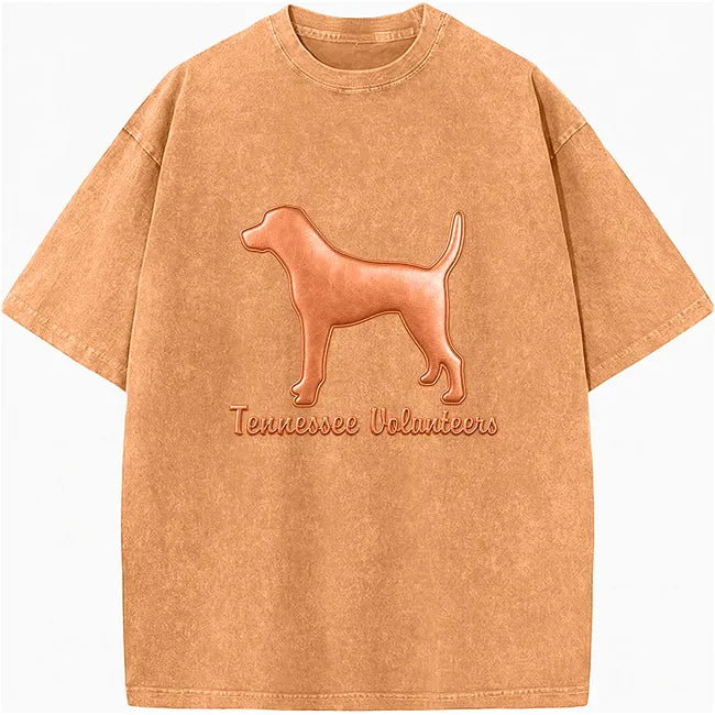 Custom College Spirit Washed T-Shirt – Metallic Puff Mascot Logo & Team Design | Game Day Wear