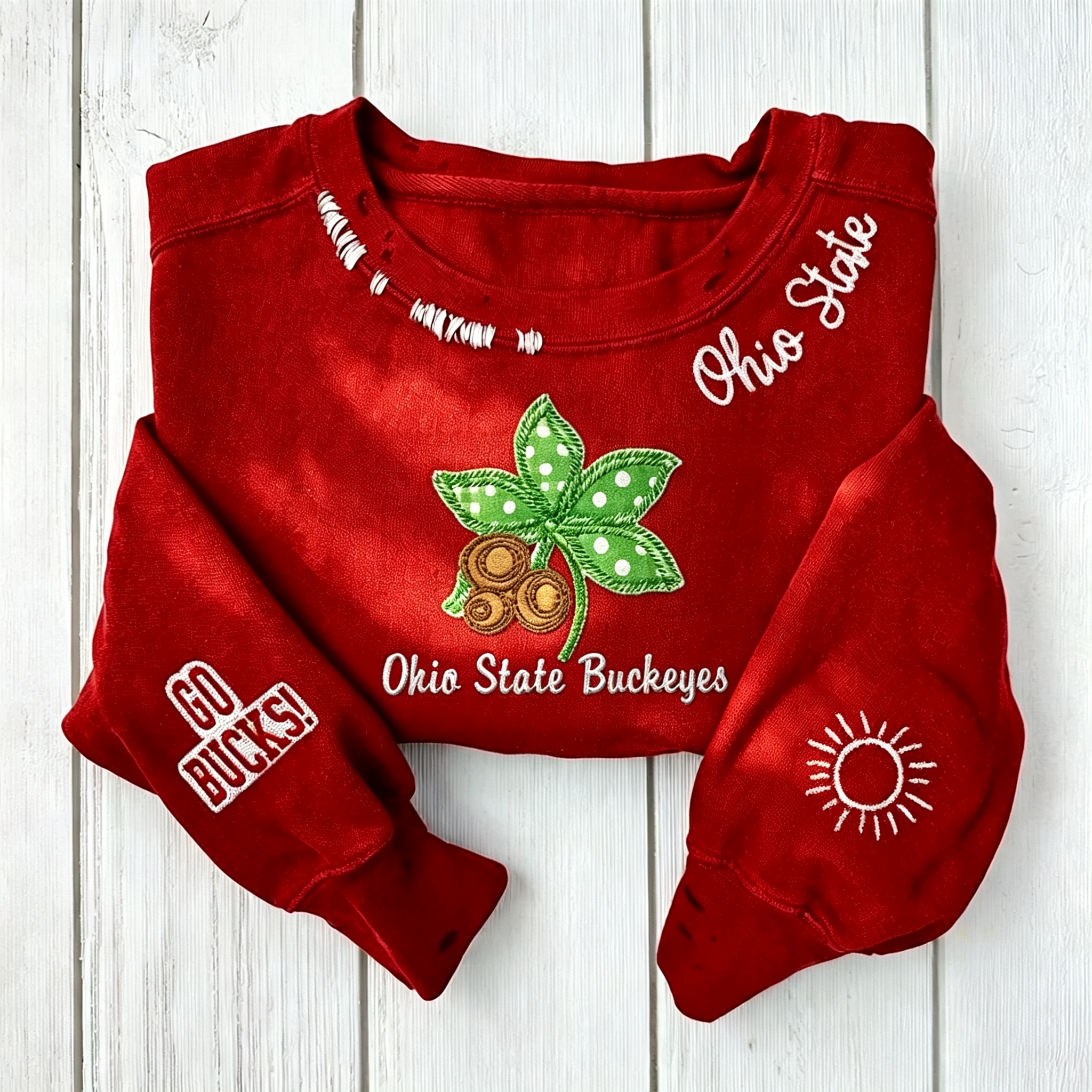 Custom Game Day Sweatshirt – Distressed Appliqué Mascot Crewneck with Chain Stitch Embroidery | Game Day Wear
