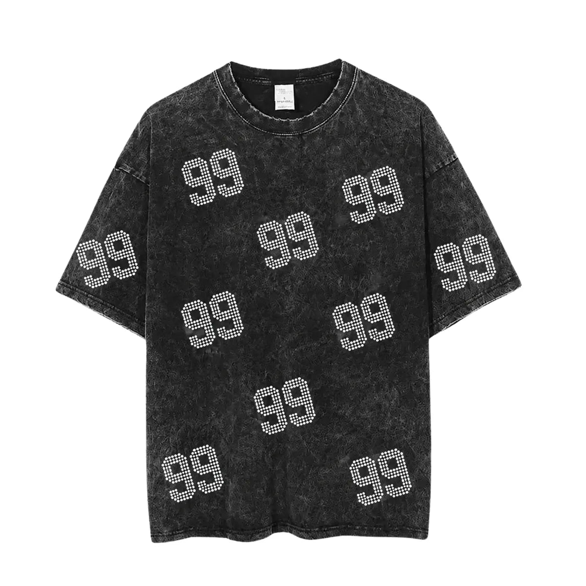 Custom Vintage Washed Rhinestone Number T-Shirt | Game Day Sports Team Spirit Tee | Personalized Bling Jersey Top