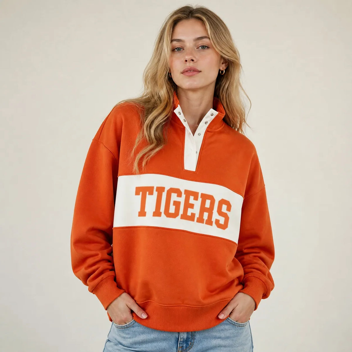 Custom College & Team Name Snap Pullover – Game Day Varsity Sweatshirt