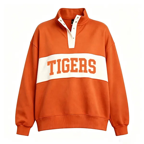 Custom College & Team Name Snap Pullover – Game Day Varsity Sweatshirt