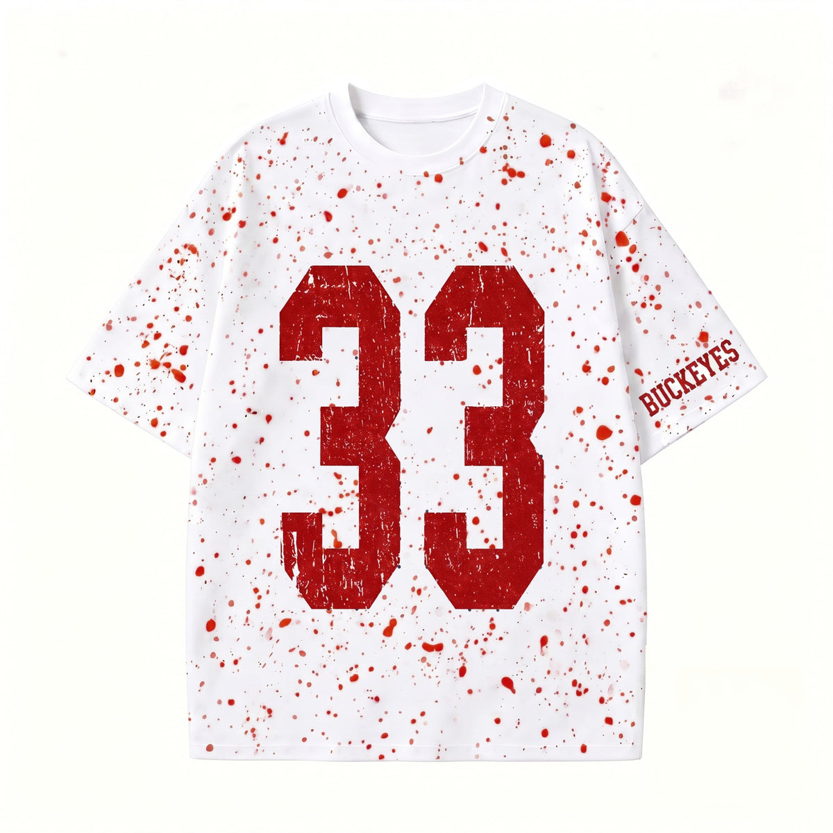 Custom Splatter Vintage Varsity Number or Letter Sport Team T‑Shirt, Game Day Wear