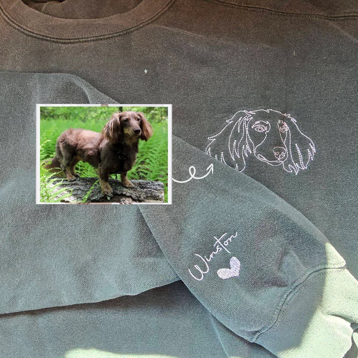 Custom Embroidered Dachshund Dog Sweatshirt or Hoodie with Picture Name | Gifts for Pet Lovers