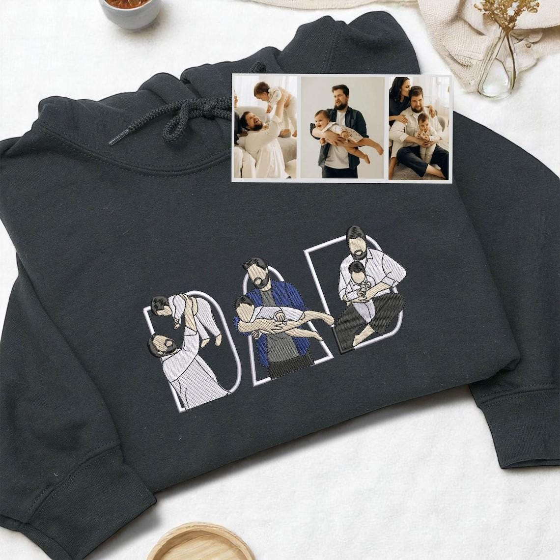 Personalized Dad Photo Sweatshirt - Embroidered Memorial Keepsake for Father's Day