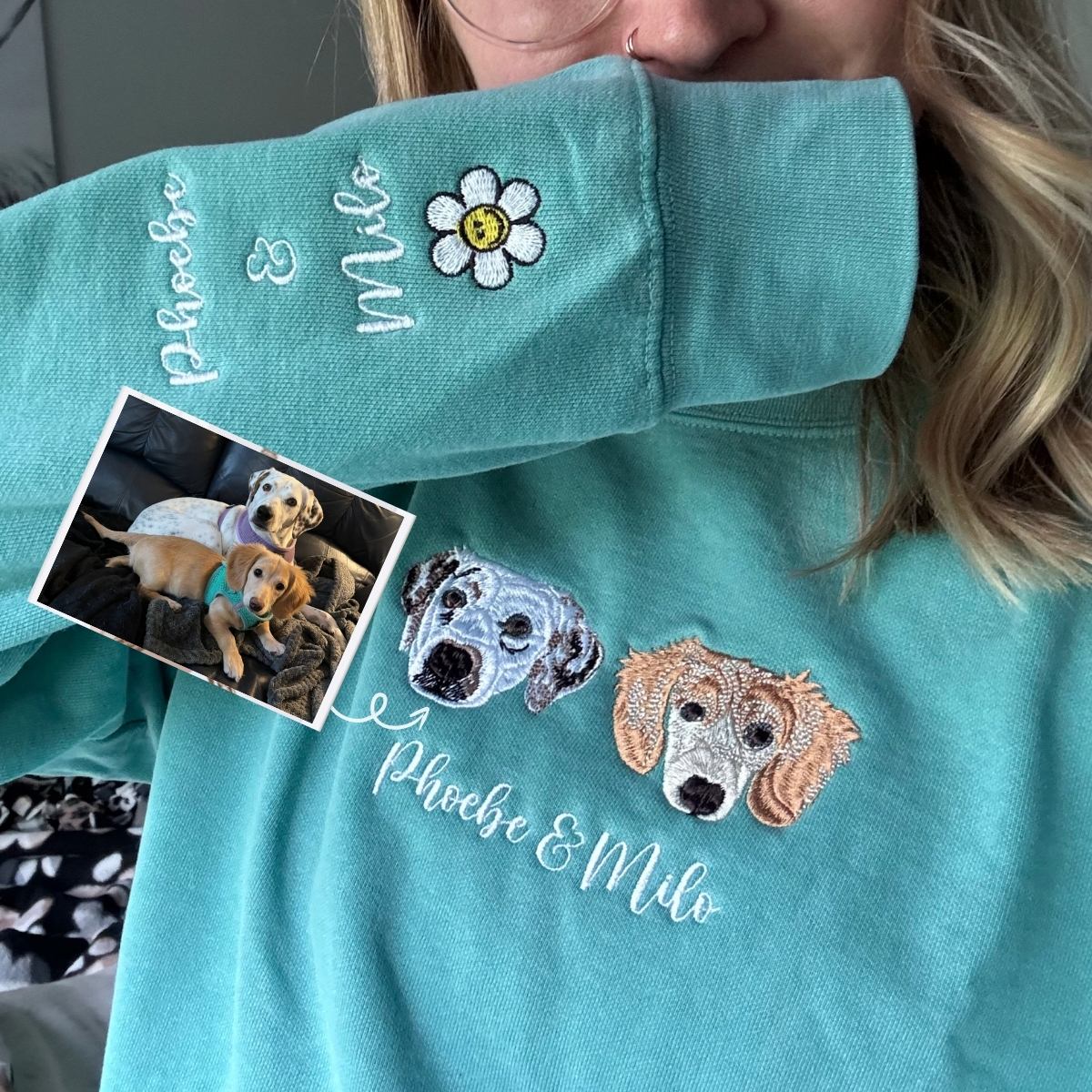 Custom Embroidered Dachshund Dog Sweatshirt or Hoodie with Picture Name | Gifts for Pet Lovers