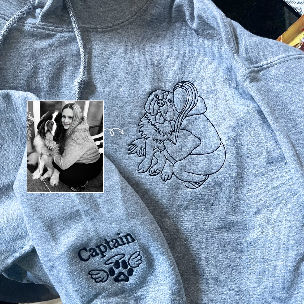 Custom Embroidered Dog Memorial Sweatshirt from Photo | Gifts for Pet Lovers