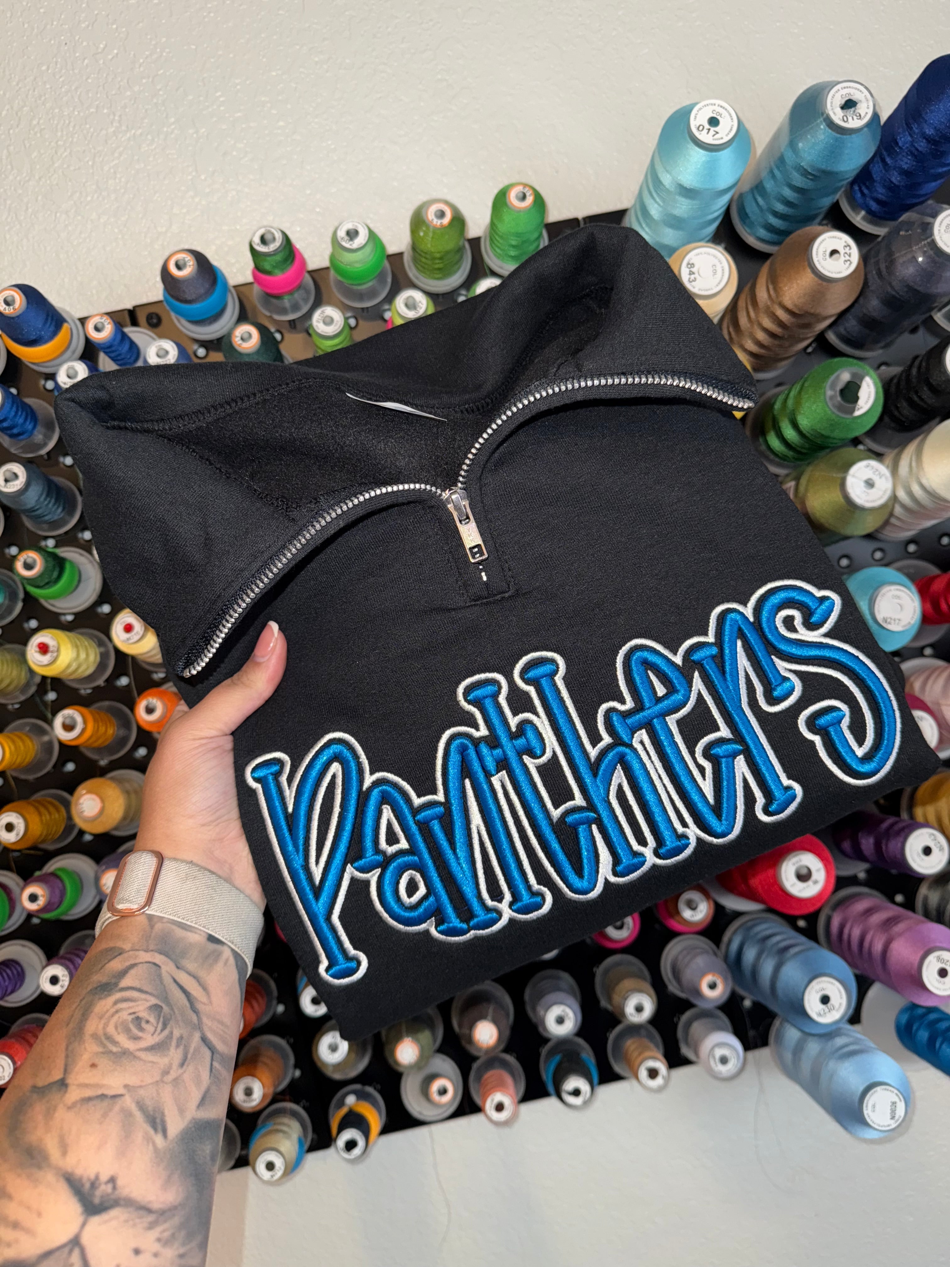 🐆Custom Puff Embroidery Sweatshirt – 3D Raised Team Logo | Gifts for Sports Mom