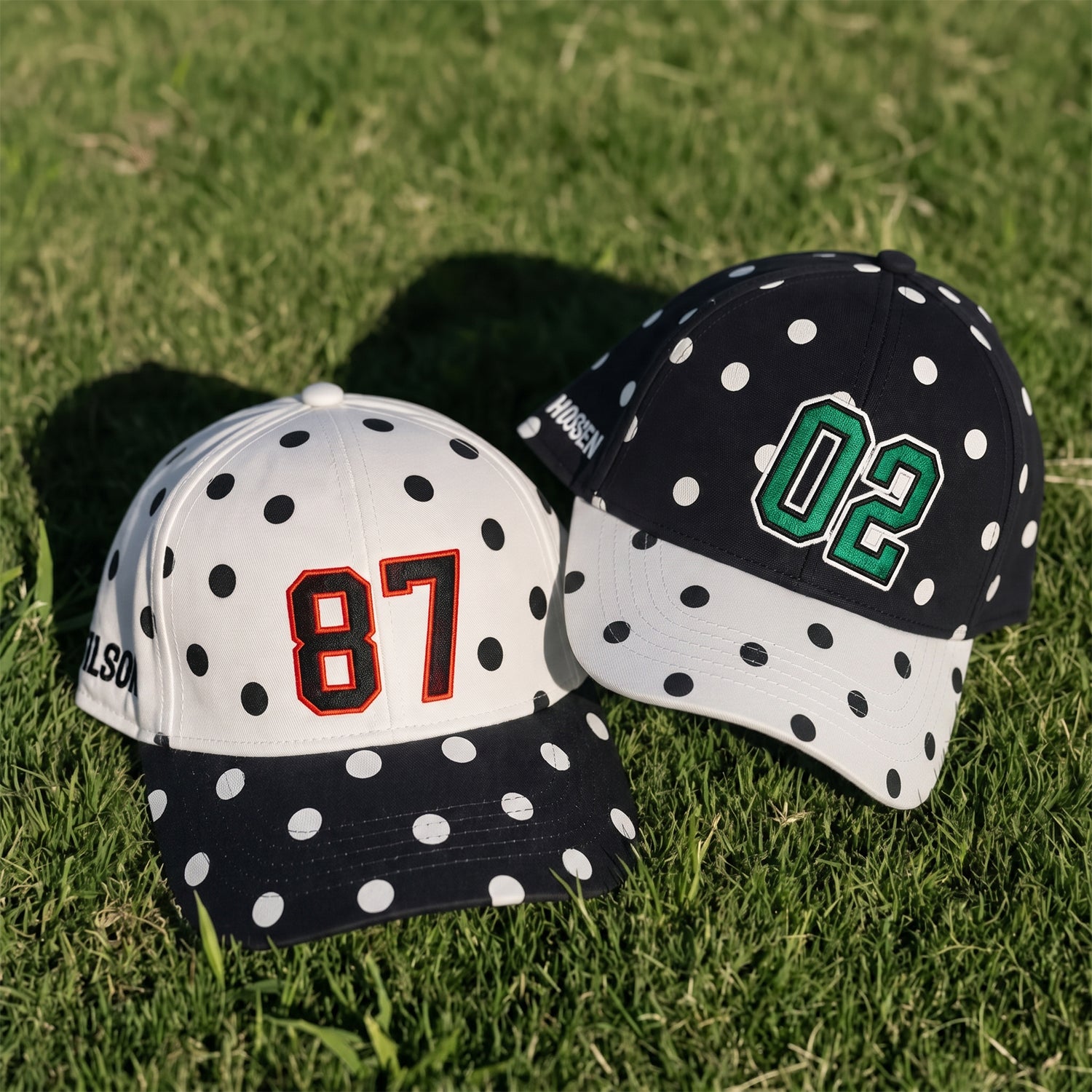 Custom Two-Tone Polka Dot Snapback Cap – Personalized Flat Embroidery Number and Name | Contrast Brim Hat