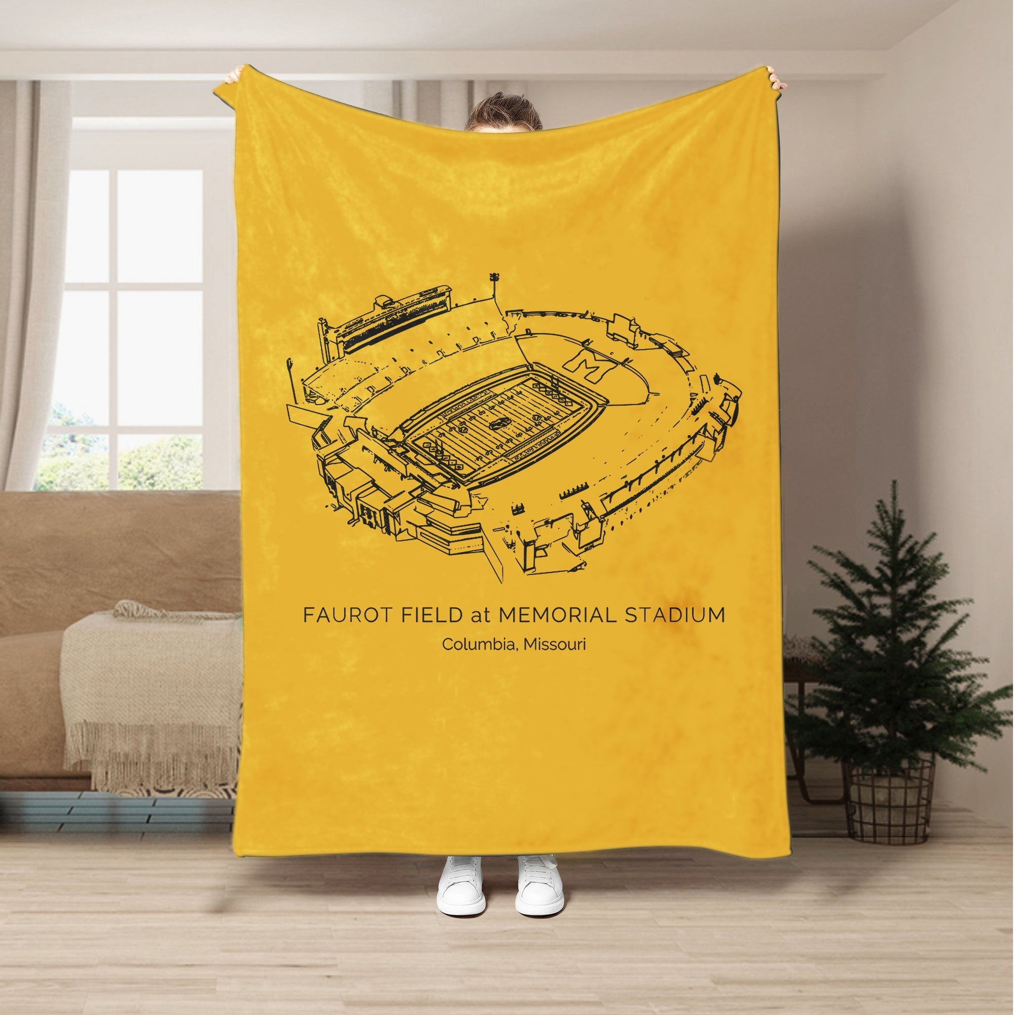 Custom Stadium Blanket Faurot Field at Memorial Stadium- Missouri Tigers football, College Football Blanket
