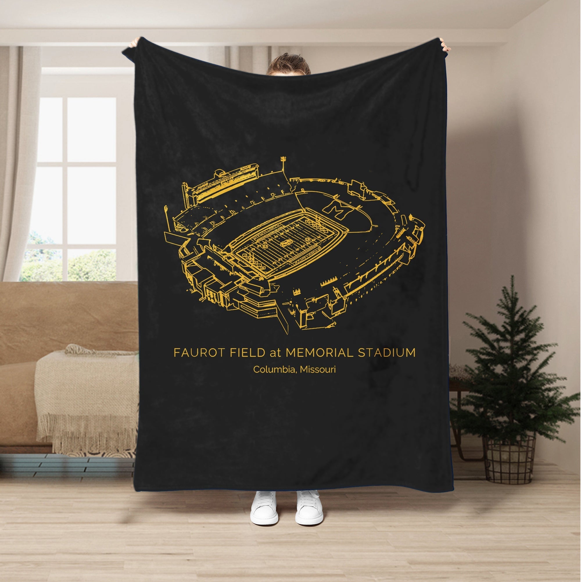 Custom Stadium Blanket Faurot Field at Memorial Stadium- Missouri Tigers football, College Football Blanket