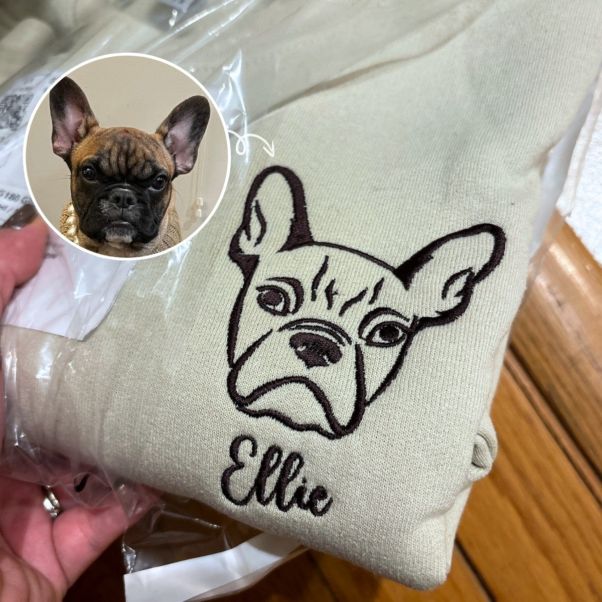 Custom Dog Portrait Embroidered Sweatshirt | Gifts for Pet Lovers