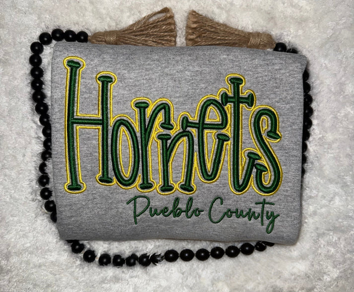 🐝Custom Puff Embroidery Sweatshirt – 3D Raised Team Logo | Gifts for Sports Mom