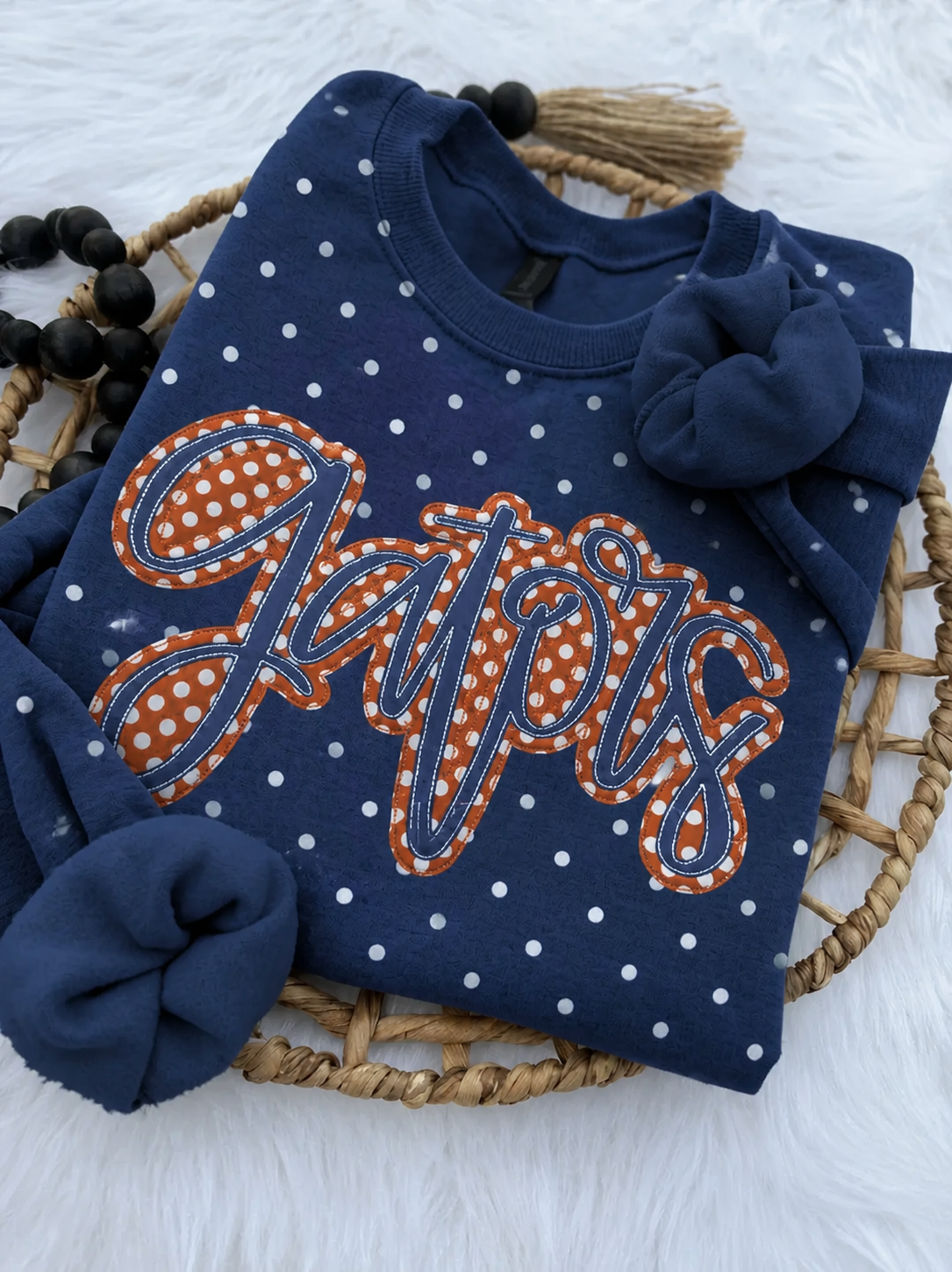 Custom Embroidered Polka Dot Sweatshirt,Gameday Sweatshirt, Sports Apparel, Spirit Wear | Game Day Wear