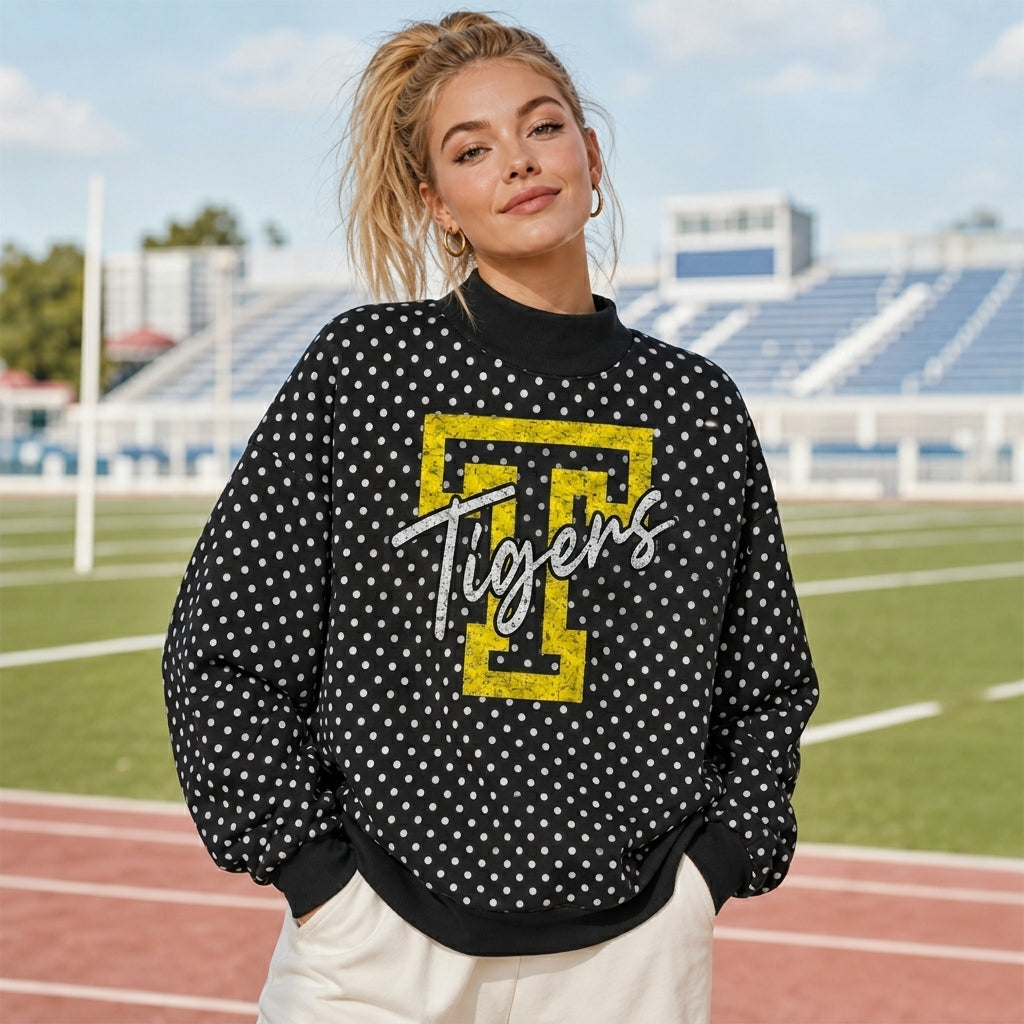 Custom Team Name & Number Polka Dot Mockneck | Game Day Wear