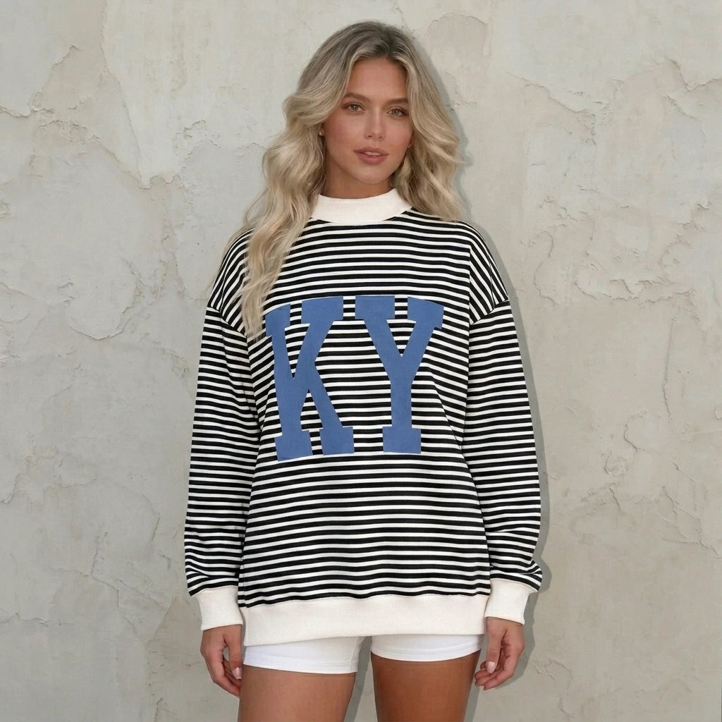 Custom College Print Team Name Stand-up Collar Stripe Sweatshirt | Sports Gifts | Game Day Wear