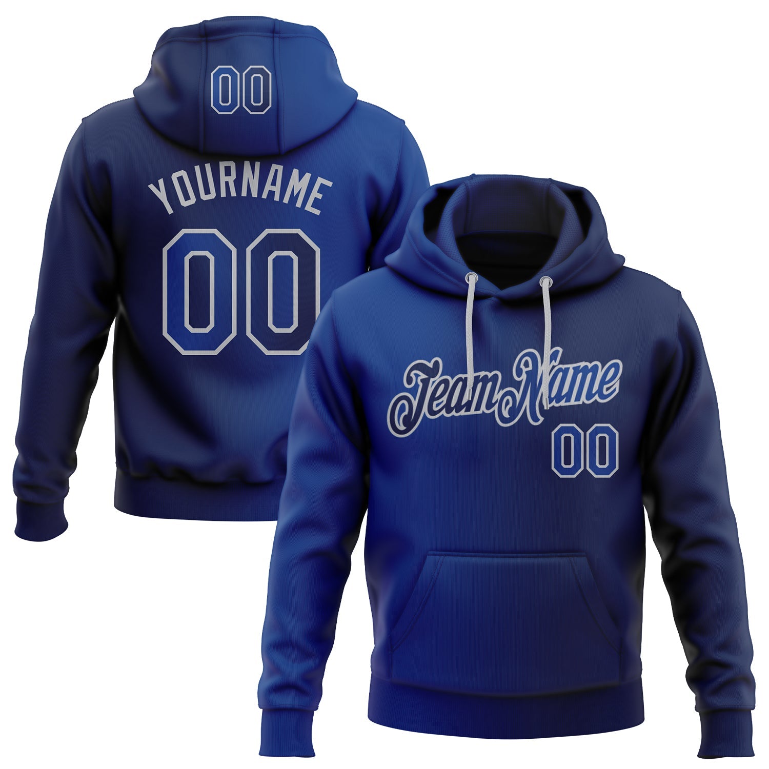 Custom Gradient Fashion Navy Royal-Gray Sports Pullover Sweatshirt Hoodie