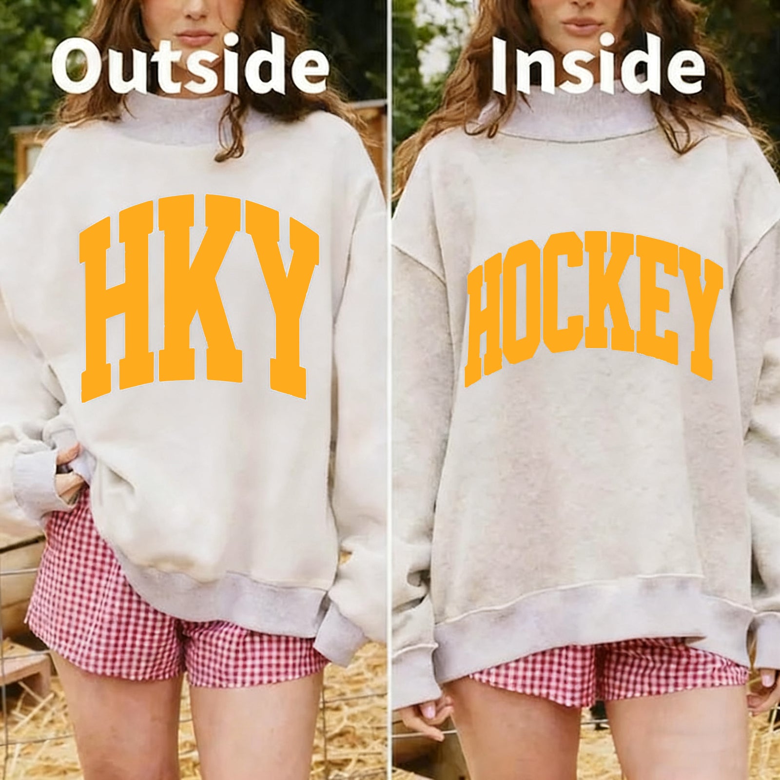Custom Personalized College Hockey Team Name Two-way Stand-up Collar Sweatshirt