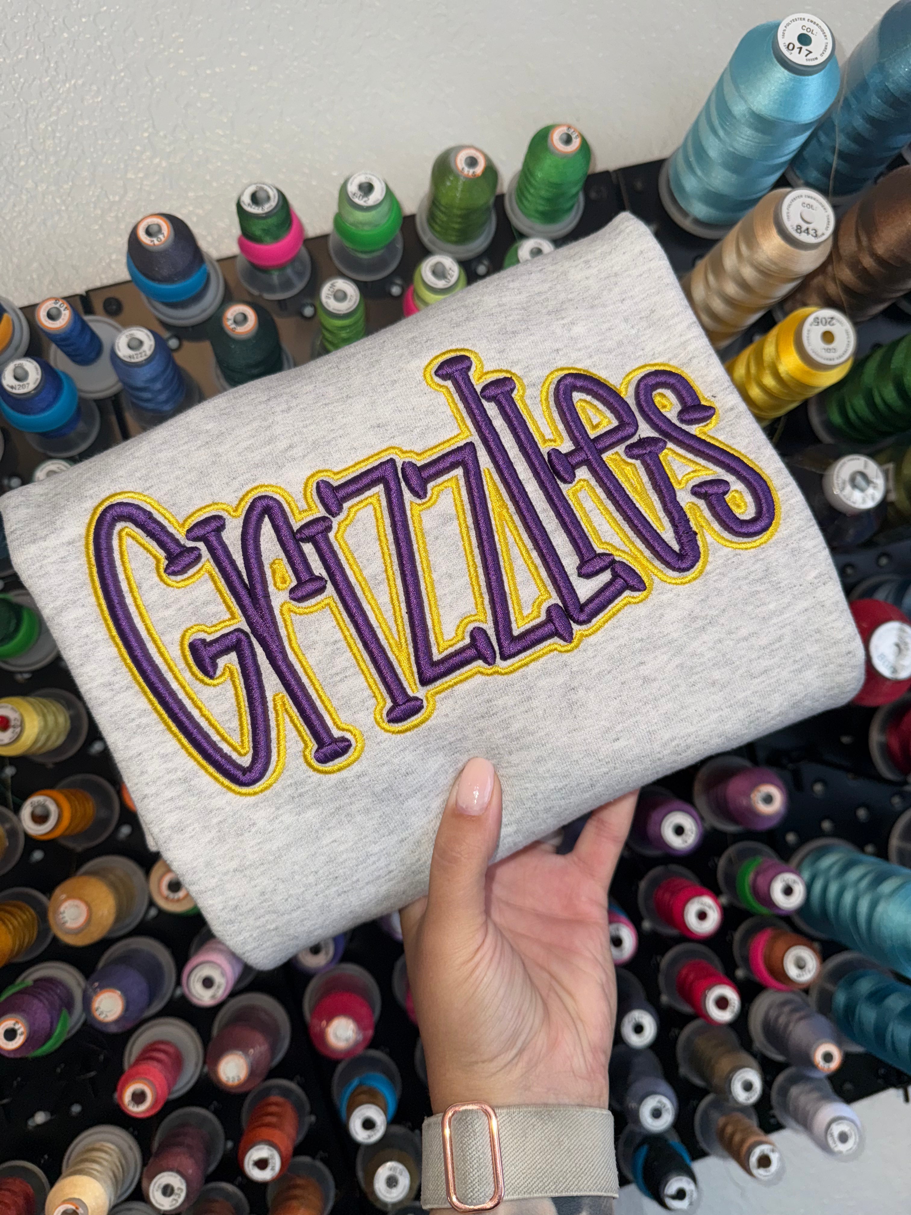 🐻Custom Puff Embroidery Sweatshirt – 3D Raised Team Logo | Gifts for Sports Mom