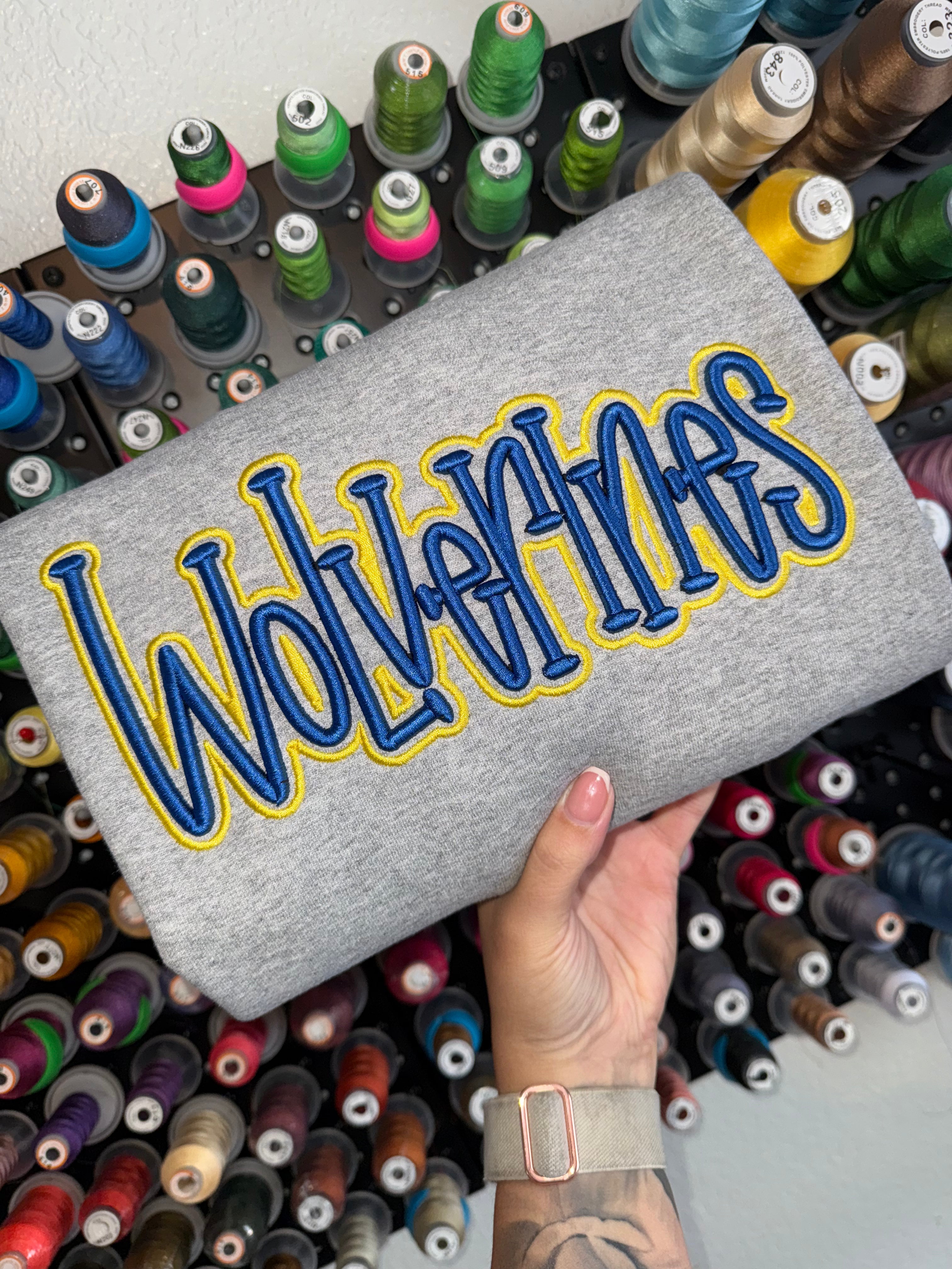 🐾Custom Puff Embroidery Sweatshirt – 3D Raised Team Logo | Gifts for Sports Mom