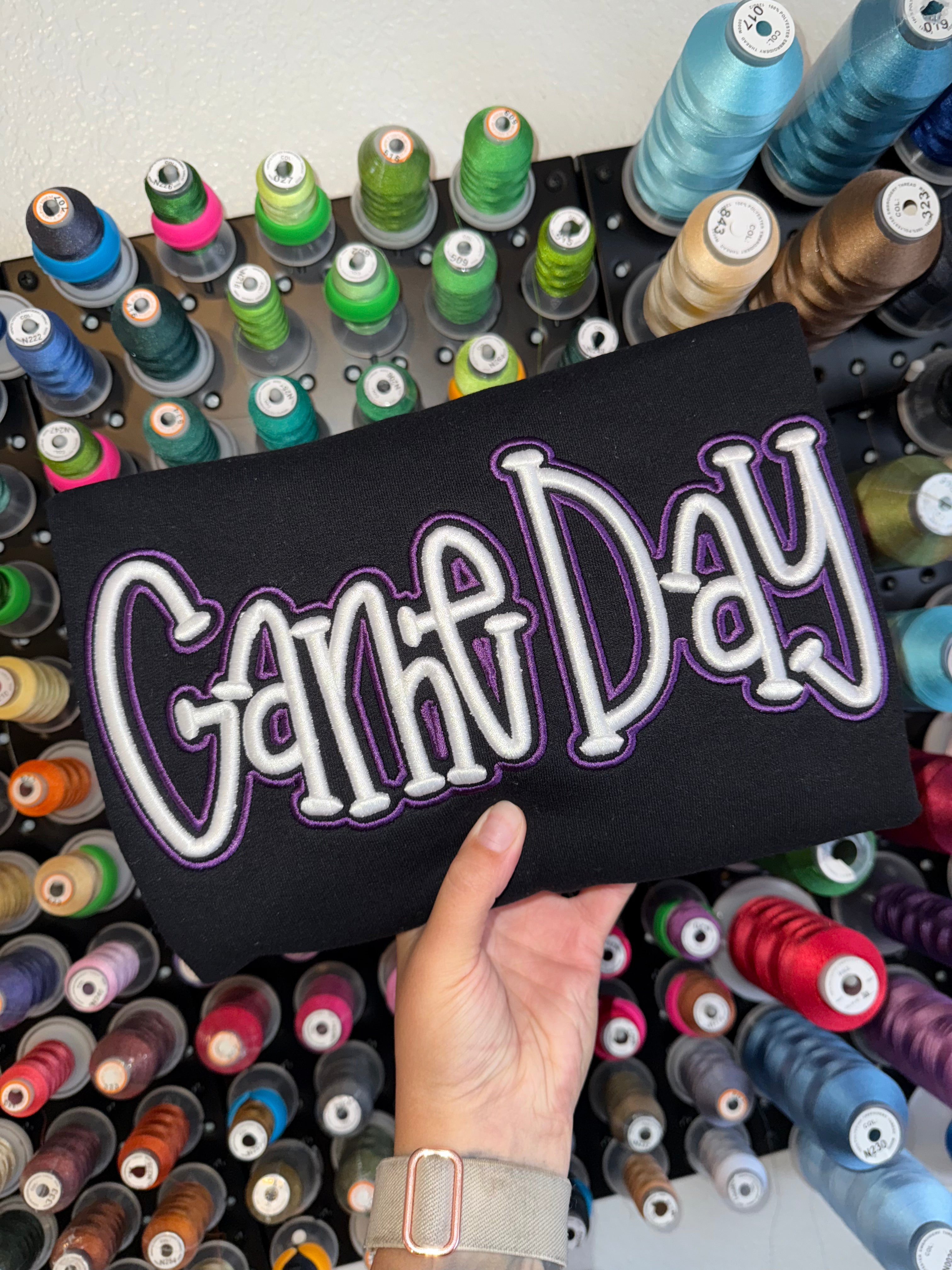 🏈Game Day Puff Embroidery Sweatshirt – 3D Raised Sporty Design | Gifts for Sports Mom
