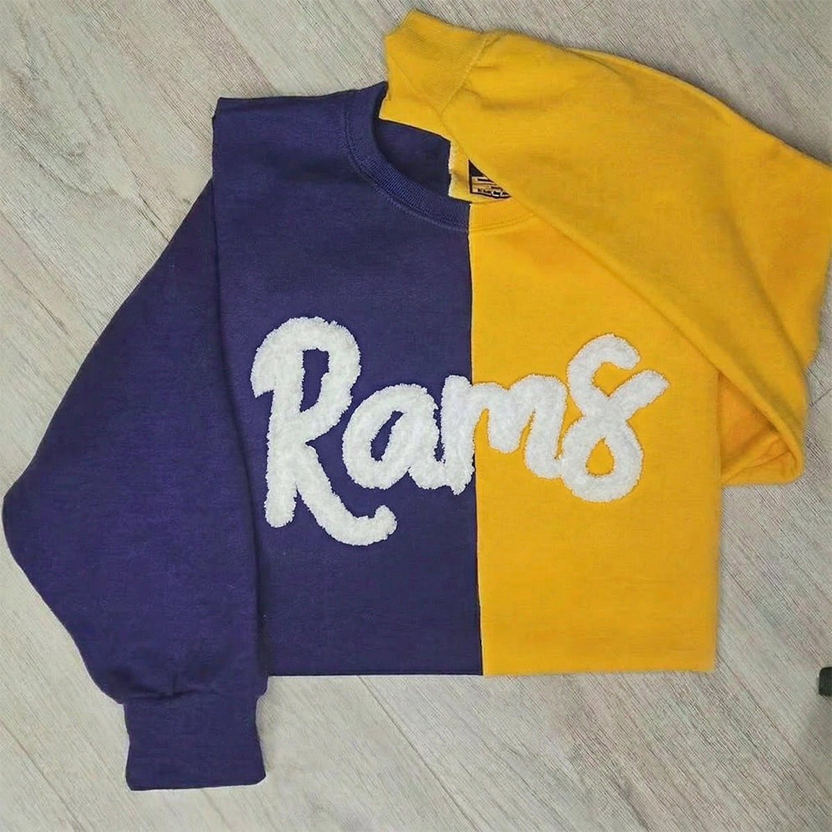 Custom College Chenille Team Name Embroidered Two Tone Sweatshirt | Gifts for Sports Mom