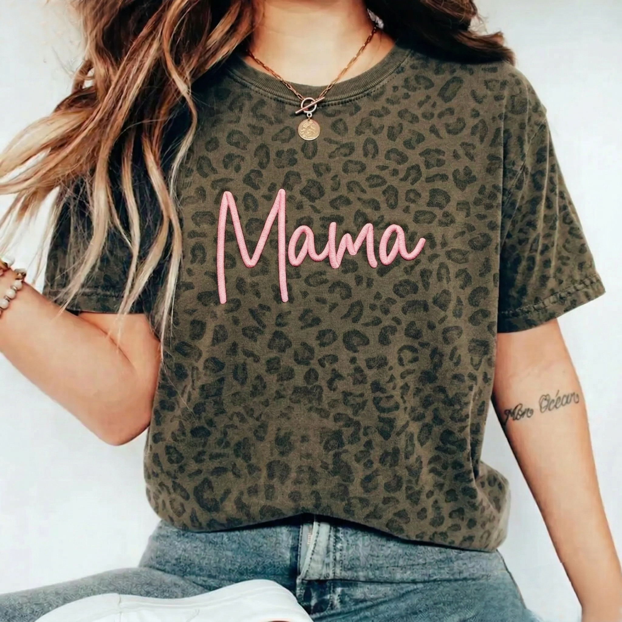 Custom 3D Embroidery Mama Camo Sweatshirt | Mother's Day Gift