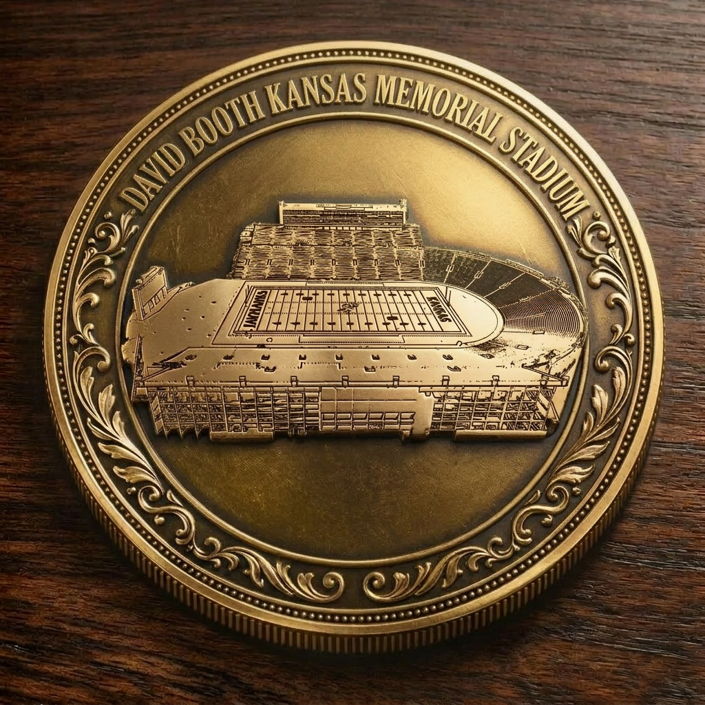 Custom Stadium Commemorative Coin David Booth Kansas Memorial Stadium - Kansas Jayhawks football, College Football Commemorative Coin