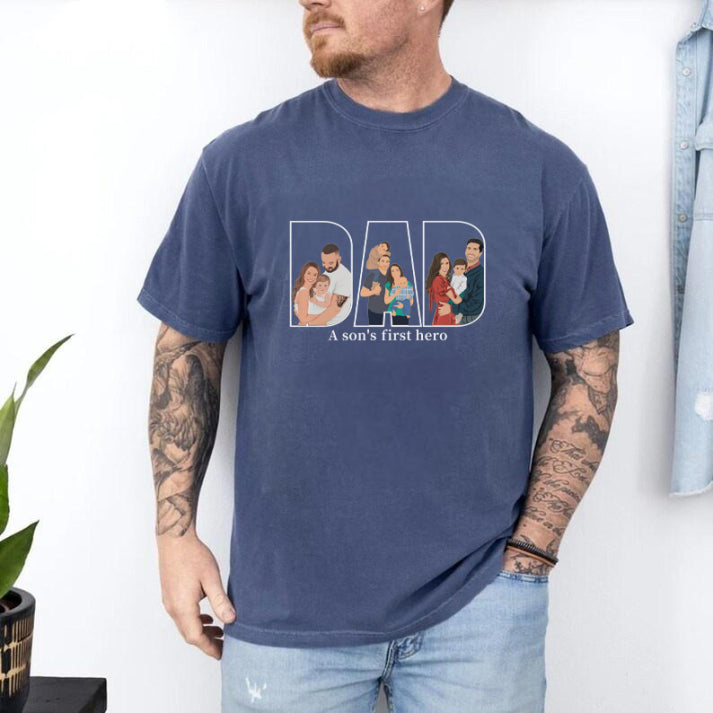 Custom Hand Painted Color Silhouette Sweatshirt Father's Day Gift, Gift For Dad