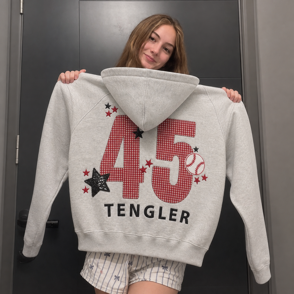 Custom Applique Embroidery Sweatshirt Personalized Your Team or Text Show Your Team Pride