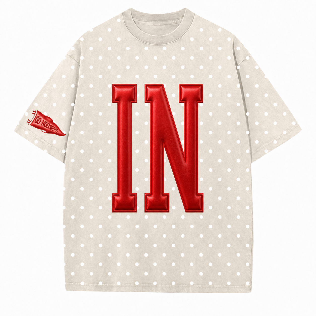 Indiana - College Team Puff Vintage Polka Dot Washed T-Shirt