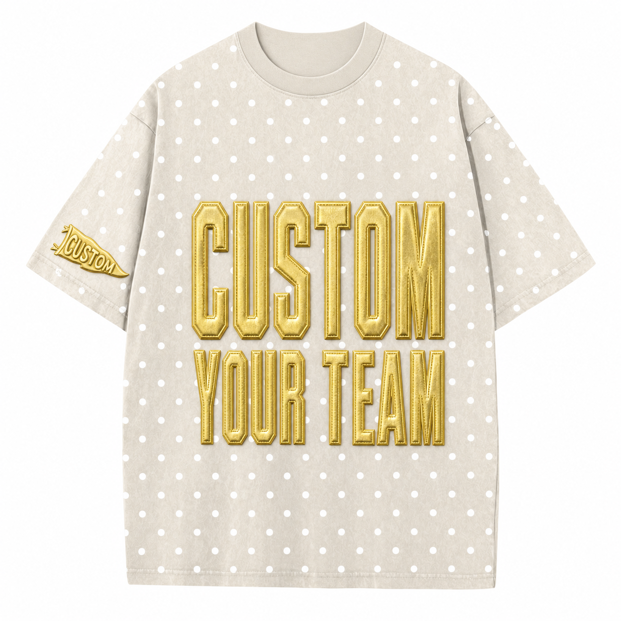 Custom College Team Puff Vintage Polka Dot Washed T-Shirt