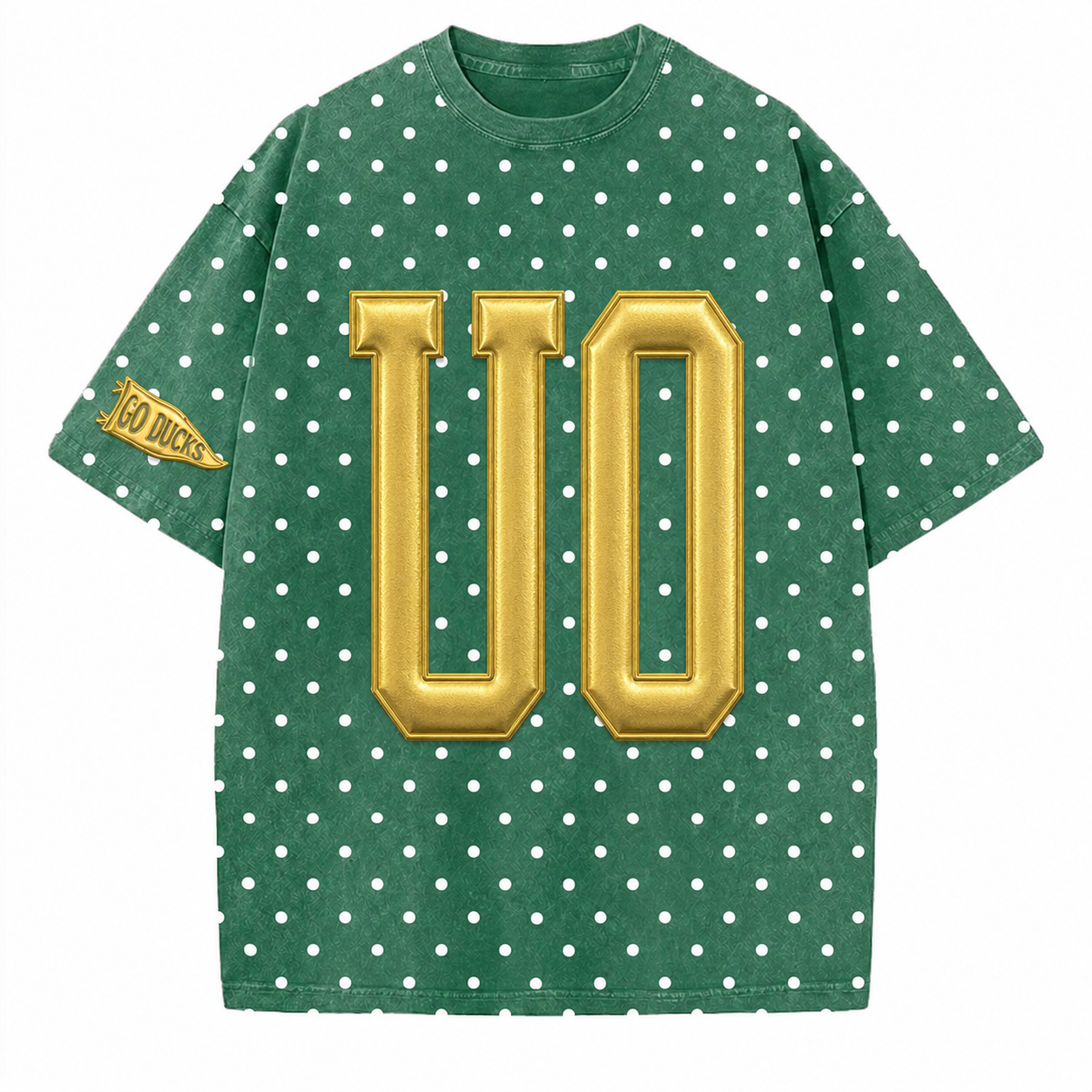 Oregen - College Team Puff Vintage Polka Dot Washed T-Shirt
