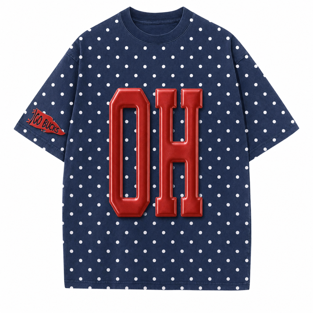 Ohio State - College Team Puff Vintage Polka Dot Washed T-Shirt