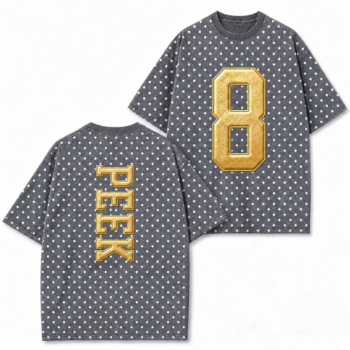 Custom Metallic Puff Varsity Number and Custom Name on Back Washed T-Shirt