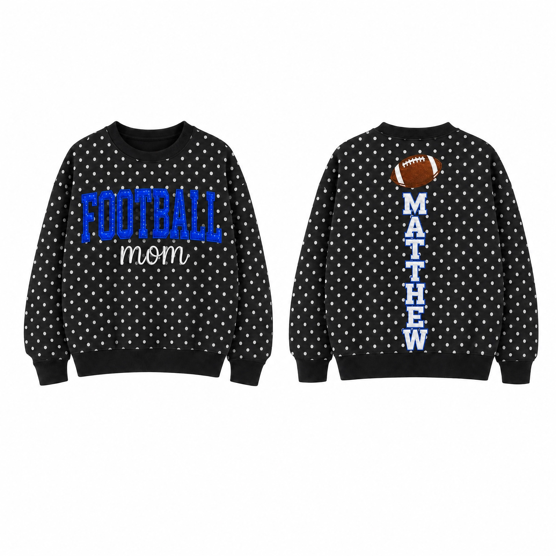 Custom Sports Mom Gameday Polka Dot Sweatshirt – Made for the One Who Cheers Loudest