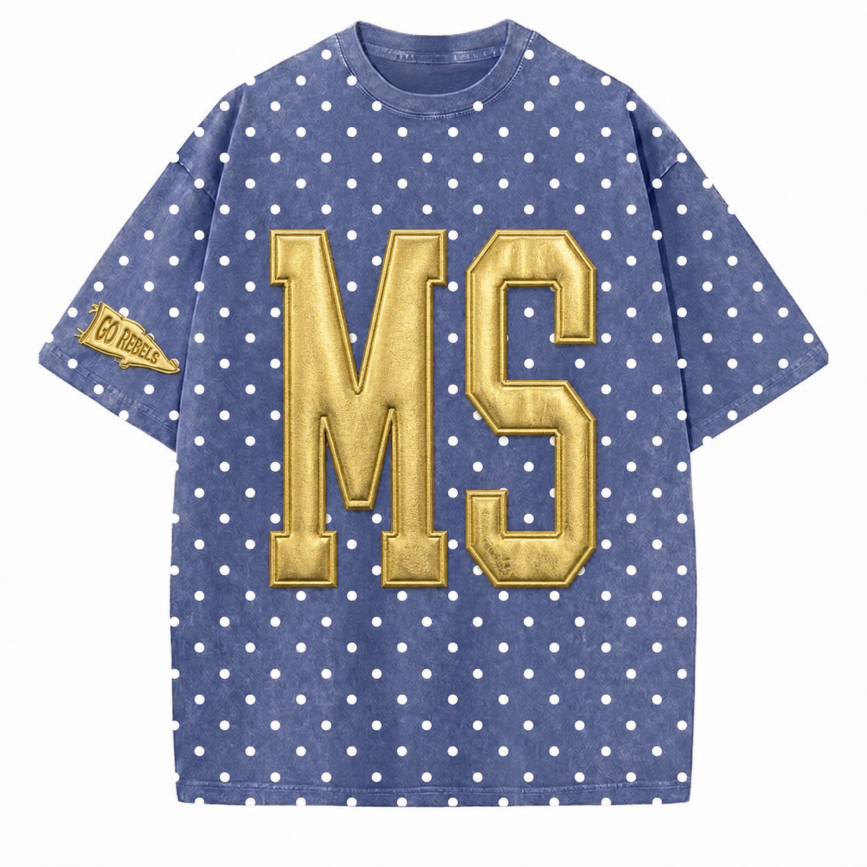 Mississippi - College Team Puff Vintage Polka Dot Washed T-Shirt