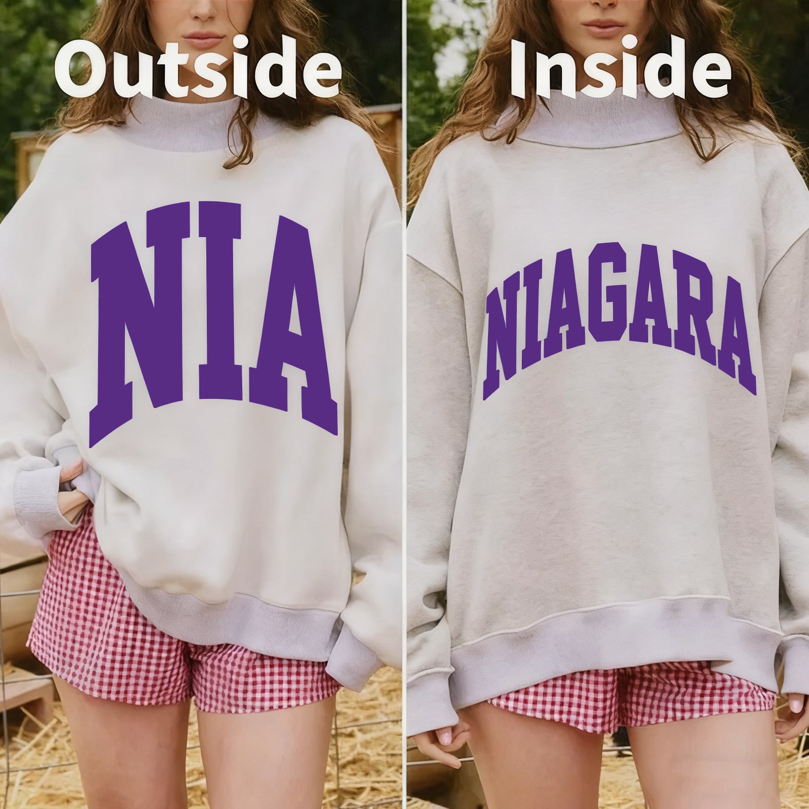 Custom Personalized College Hockey Team Name Two-way Stand-up Collar Sweatshirt