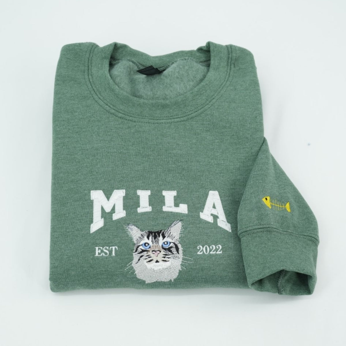 Personalized Cat Varsity Hoodies - Custom Pet Portrait University Style - Cat Mom Dad Sweatshirts