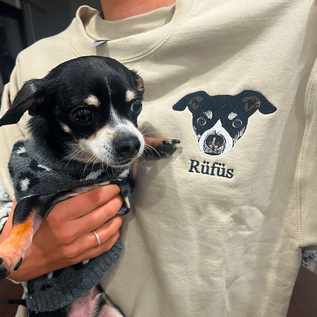 Custom Portrait Dog Pet from Photo Embroidered Sweatshirt And Hoodie | Gifts for Pet Lovers