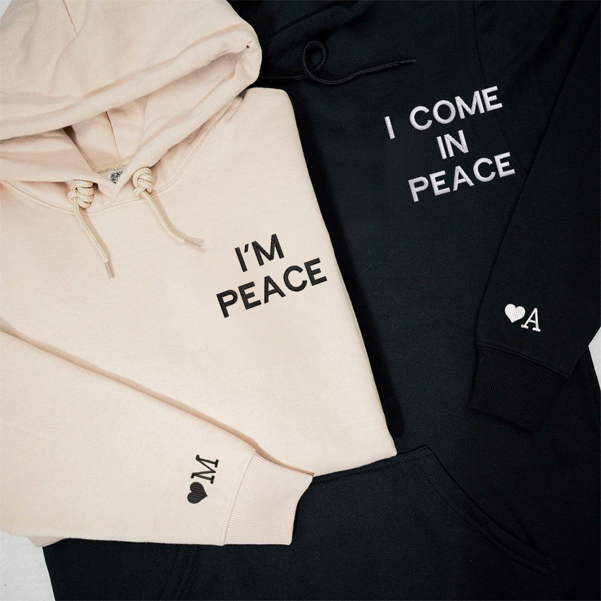 Custom I Come In Peace Hoodie, Matching Embroidered Hoodie for Couple