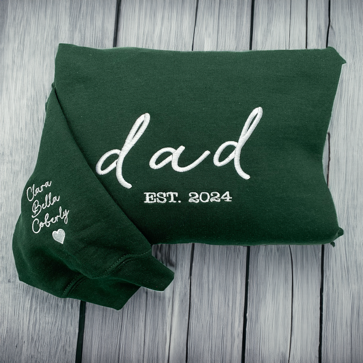 Personalized Embroidered Pappy Sweatshirt with Custom Names on Sleeve