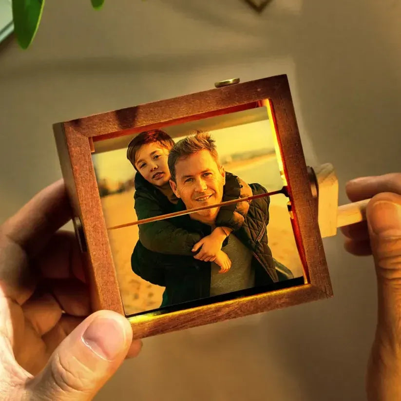 Custom Personalized Hand Crank Flipbook Photo Box Album | Unique Gift for Dad for Couples For Mom