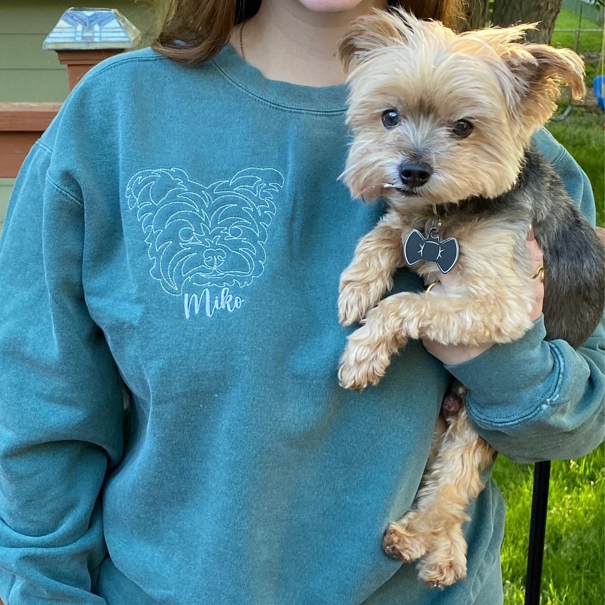 Custom Embroidered Yorkshire Terrier Dog Sweatshirt or Hoodie with Picture Name | Gifts for Pet Lovers
