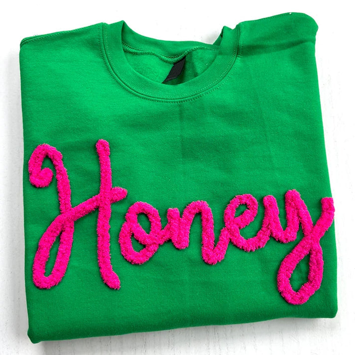 Custom Chenille Yarn Embroidered Nickname Sweatshirt