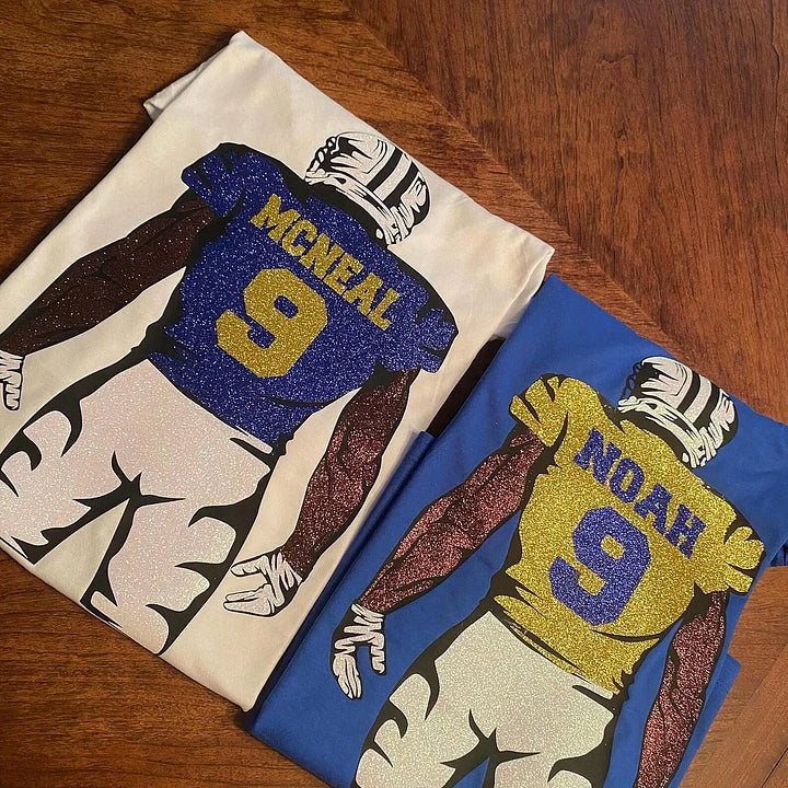 Custom Glitter Football T-Shirt Sweatshirt - Football Multiple Sports to Choose From