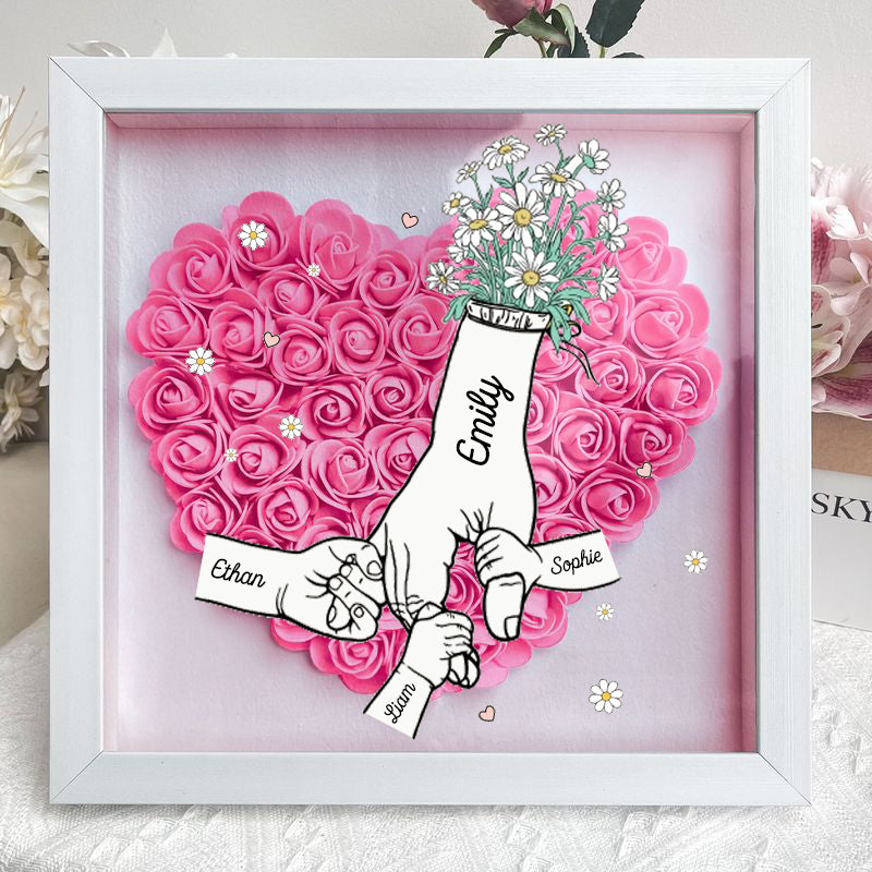 Mum Hand Holding - Personalized Flower Shadow Box | Gift for Mom