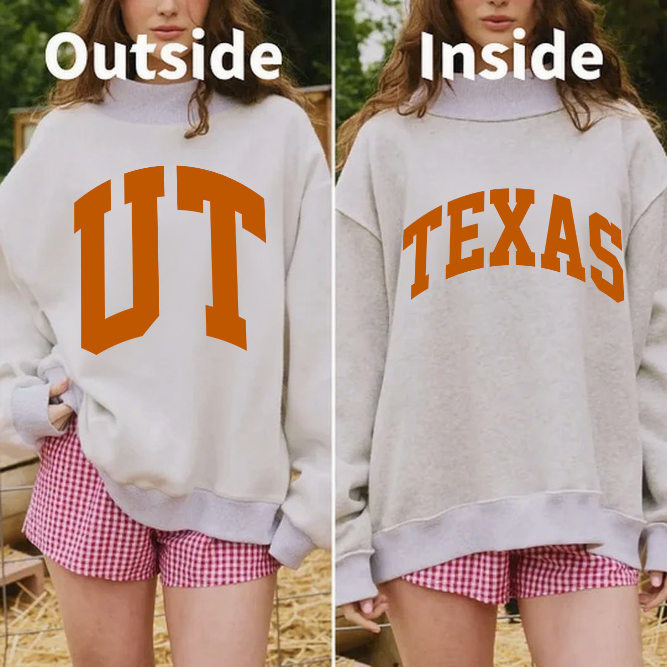 Texas/UT Game Day Mock Neck Reversible Sweatshirt