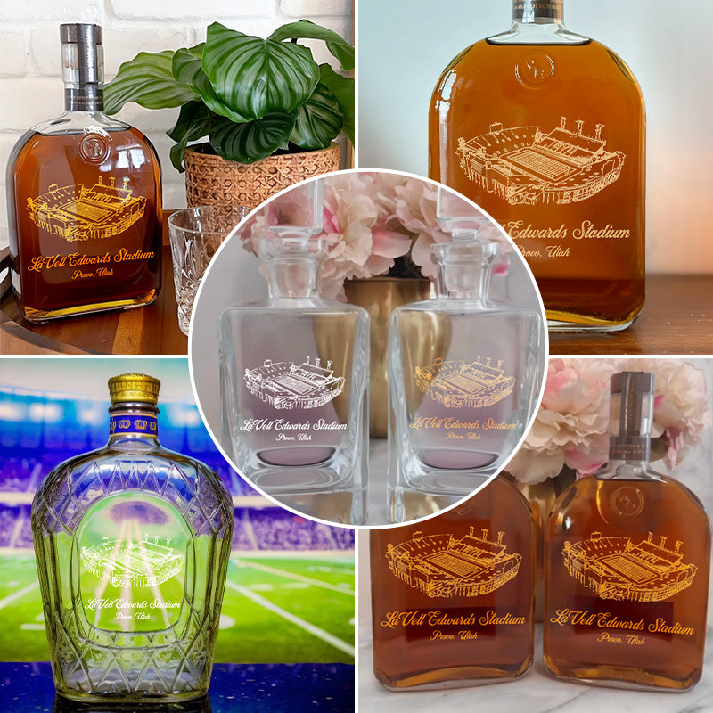 Custom LaVell Edwards Stadium Whiskey Bottles-Gifts For Sports Lovers