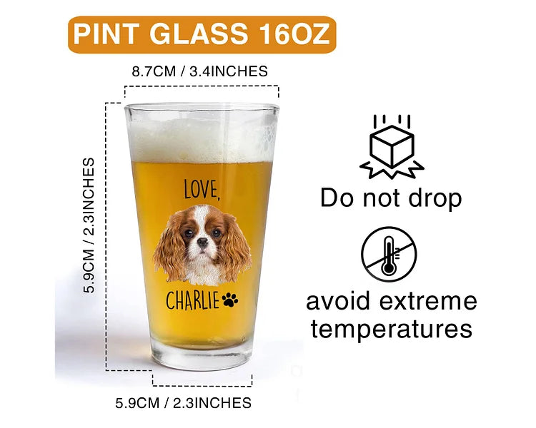 To Dad From The Reasons You Drink Beer Glass, Custom 16oz Pint Beer Glass, Funny Gift For Dog Dad