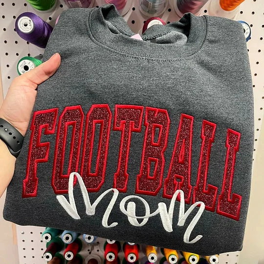 Custom Personalized Glitter Embroidered Sports Mom Sweatshirt | Cheer Mom Game Day Gifts